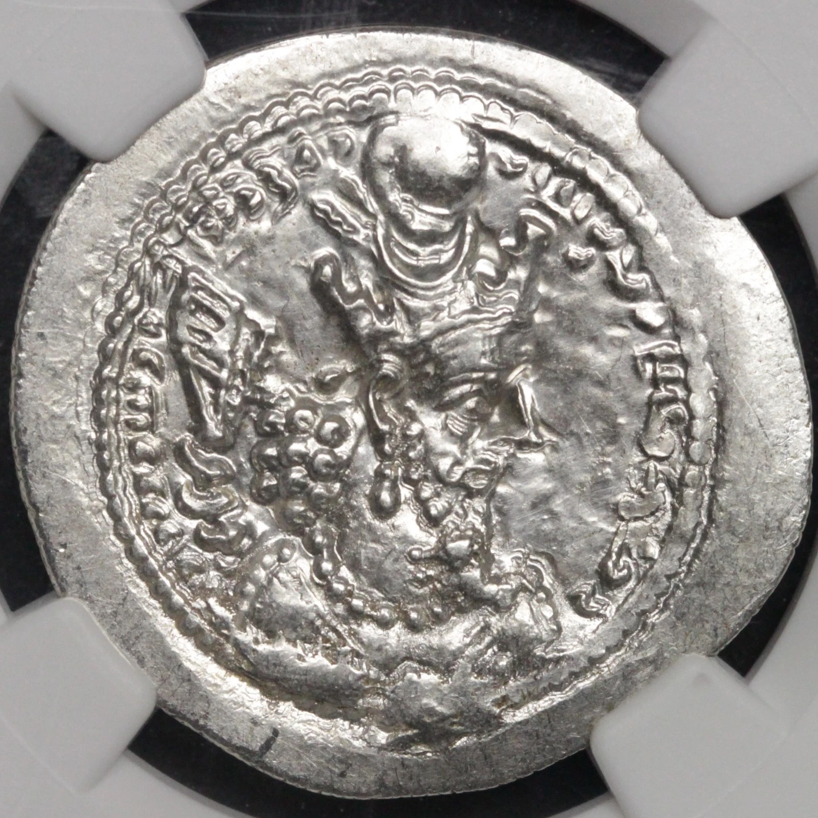 Sassanid Drachm NGC MS Ancient Sasanian Empire Silver Coin Bahram