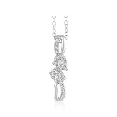 Sterlingsilber 0,325 kt im Labor gezüchteter Diamant Anhänger Halskette 18 Zoll Kabelkette
