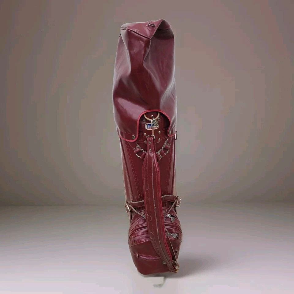 Сумка для гольфа Daiwa темно-бордовая кожа ремень чехлы на головки дождевых клюшек сумка стойка винтажная - Изображение 3 из 4