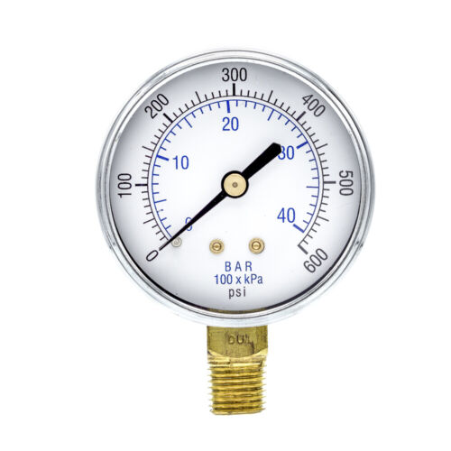 Dry Lower Mount Pressure Gauge with 2.5" Dial, 0-600 PSI, 1/4" Male NPT - Picture 2 of 8