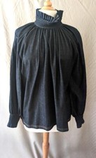 Fendi Blue Denim Shirt with Smocking at Neck  Wrists Size 4 US, 40 IT