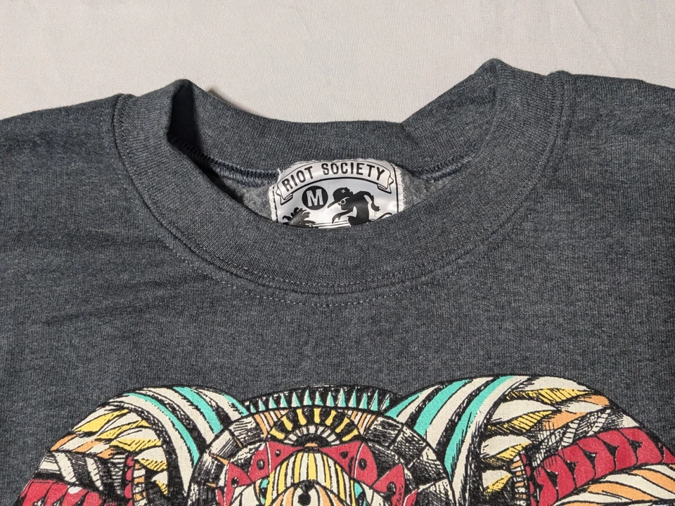 Sudadera RIOT SOCIETY Hombre Gris Medio Colorido ELEFANTE Hecha en EE. UU. Foto 4 de 4