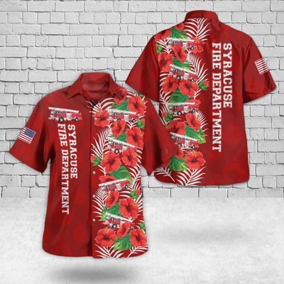 Syracuse New York Syracuse Fire Department Hawaiian Shirt