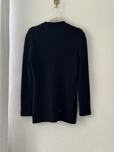 Classiques Entier Waffle Knit Zip-up Cardigan In Black Size L Merino Wool - Picture 7 of 9