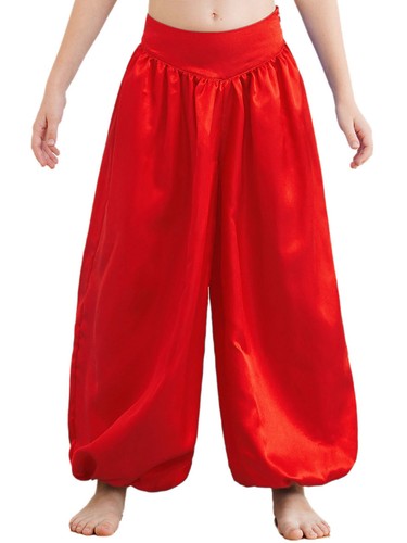 Kids Girls Satin Harem Pants Belly Dance Costume Tribal Arabic Palazzo Dancewear - Picture 21 of 81