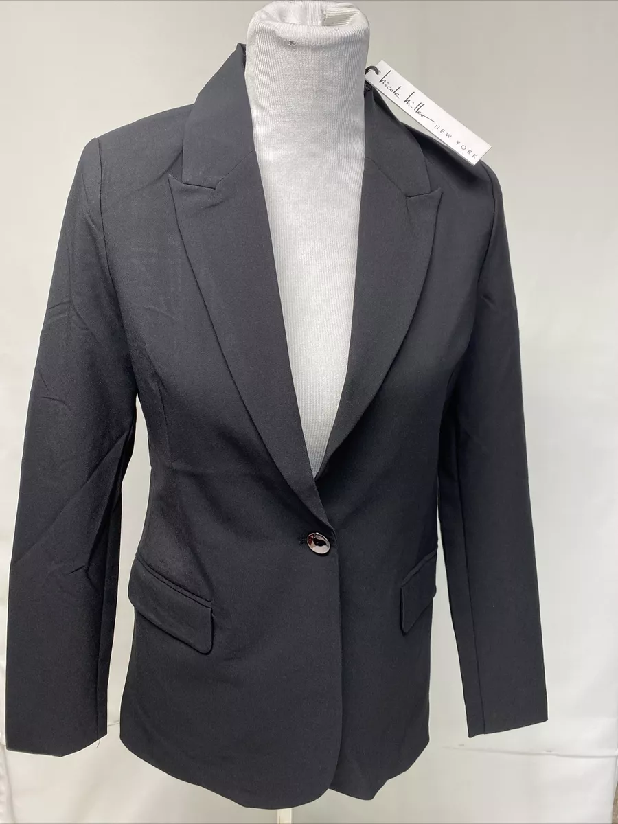 Nicole Miller NY Women s Small Black Blazer Single Button Lined Suit Jacket