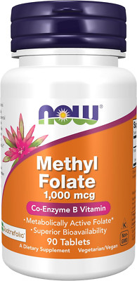 NOW Foods Methyl Folate 1,000 Mcg, Co-Enzyme B Vitamin, 90 Tablets