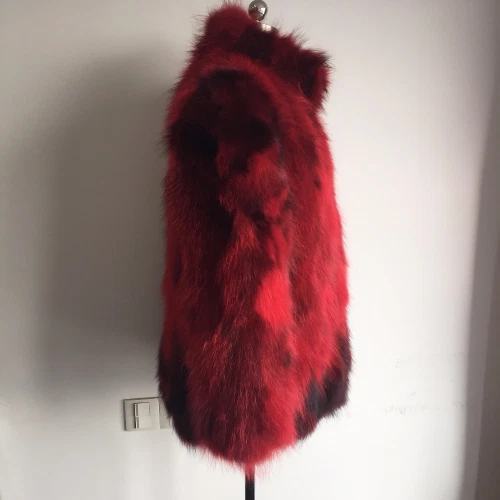 Abrigo de piel natural cálido 100 % real con cuello mandarín talla grande para mujer Foto 3 de 4