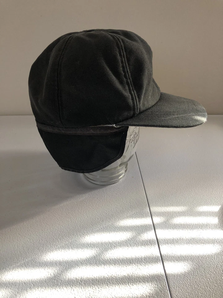 VTG Cabelas Insulated Quilted Fleece/wool Medium Hat Gray/black Ear flaps M - Image 3 of 4