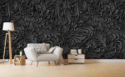 3D Black Leaf Texture Self-adhesive Removable Wallpaper Murals Wall