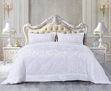 3Piece Bedspread Embossed Velvet with Pillow Shams Quilted Bedding Set Polyester