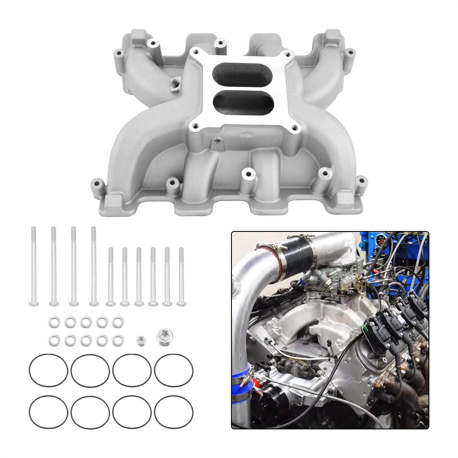 Aluminum Dual Plane Carburetor Intake Manifold 300130 For GM LS1 LS2