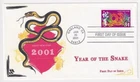 2001 CHINESE NEW YEAR OF THE SNAKE Stamp Colton FDC C9498