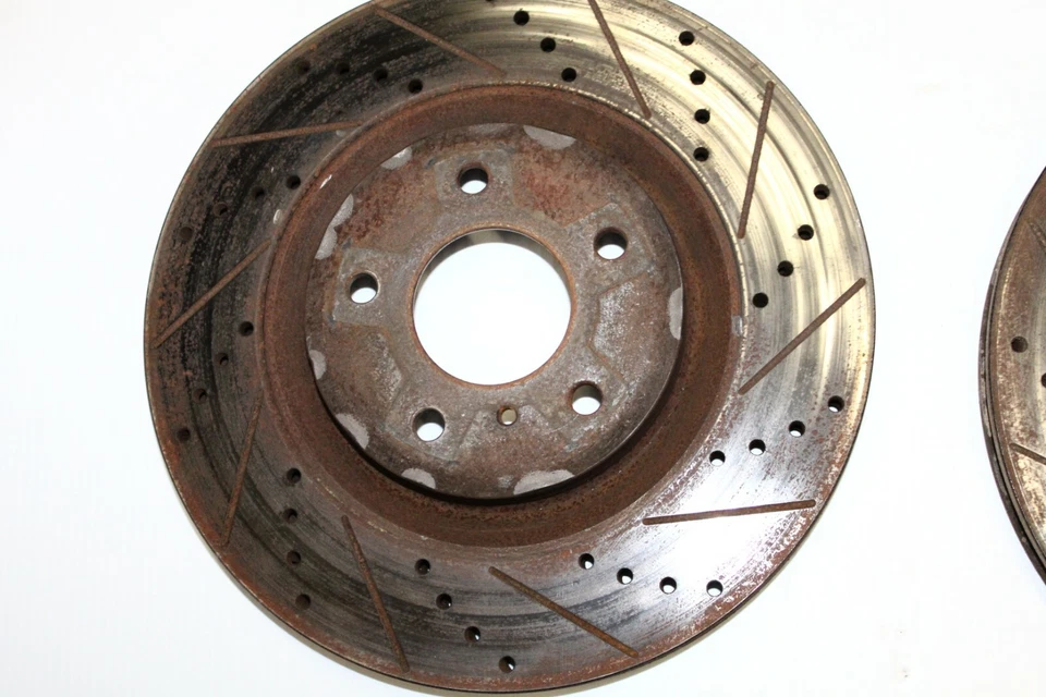 03-08 NISSAN 350Z INFINITI G35 FRONT LEFT & RIGHT DRILLED / SLOTTED ROTORS P1061 - Image 4 of 4