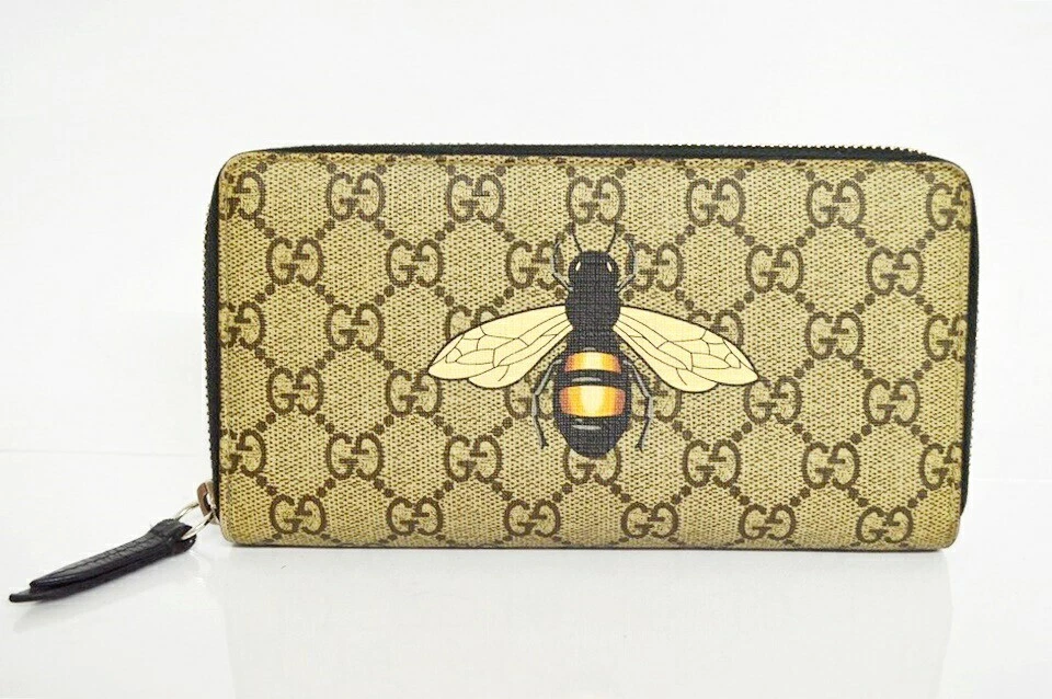 Gucci 451273 Portefeuille Long Zippy Bee GG Supreme Cuir Occasion du Japon JPN