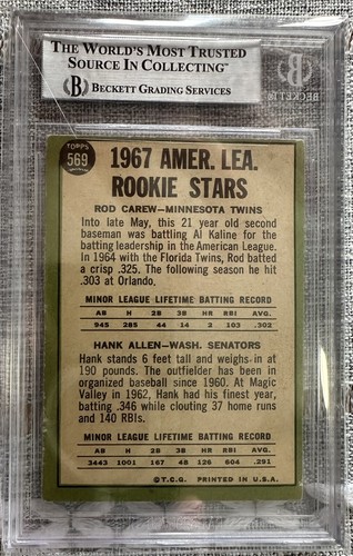 1967 Topps Rod Carew Rookie Karte Auto RC BAS zertifiziert - Bild 2 von 2
