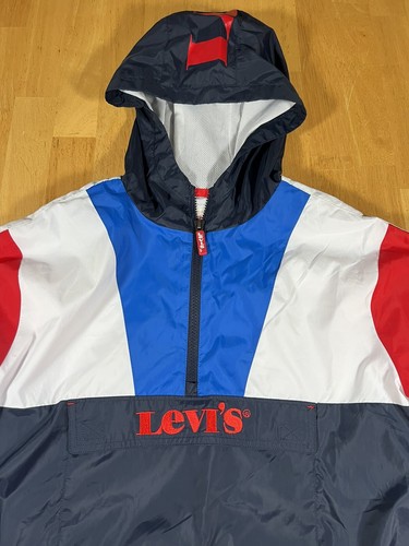 Levis Pullover Windbreaker Red White Blue Hooded Youth Size XL (13-15 yrs) - Picture 2 of 8
