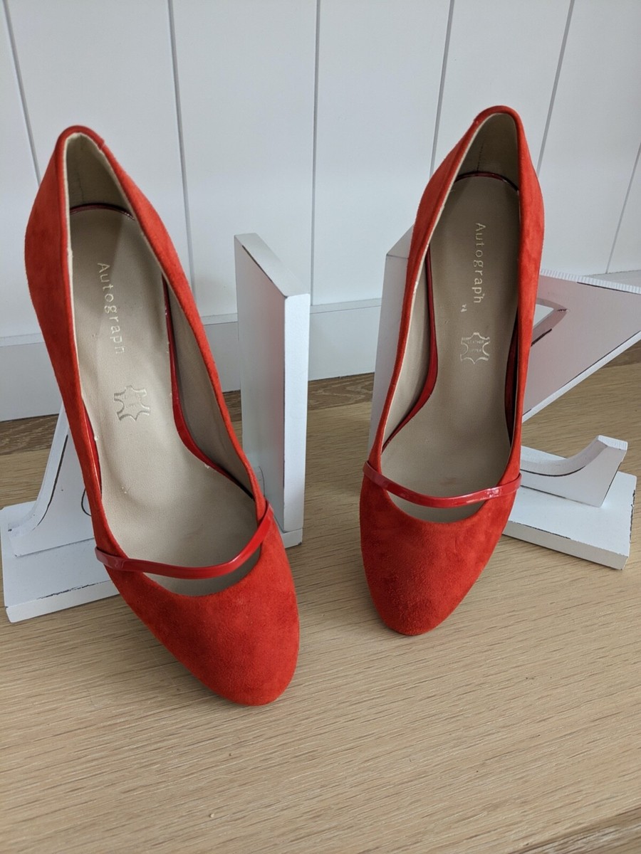 Autograph Court Shoes Women UK Red Suede Pointed Toe Slim - Main Image