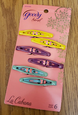 Goody Trend La Cabana 6 Snap Clips Barrettes Yellow Purple Blue