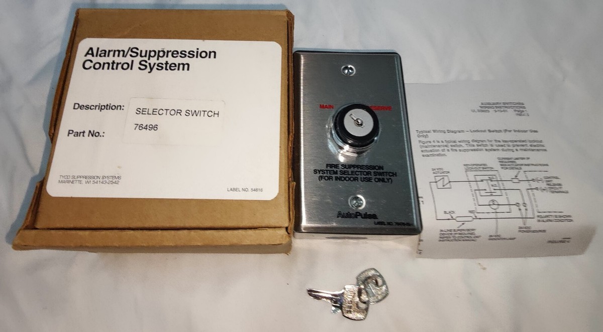 Tyco 76496 Fire Suppression System Selector Switch Control System