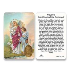 RCC ST Raphael Archangel Laminated Prayer Cards 2-Sided Holy Cards ENG, 25 Cards