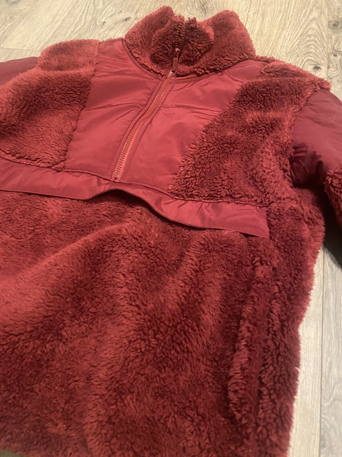 UNDERCOVER Felpa marrone piccola rosa Victoria's Secret oversize Sherpa orsacchiotto mezza cerniera