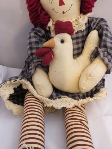 "Muñeca Ana Raggedy de Mercancía Unicornio con Gallina Pollo Estilo País Primitivo 21" - Imagen 3 de 6