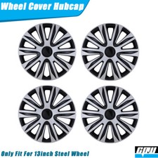 13 4 Wheel Covers Full Rim Hub Caps Fit R13 Tire Steel Wheels Black Silver