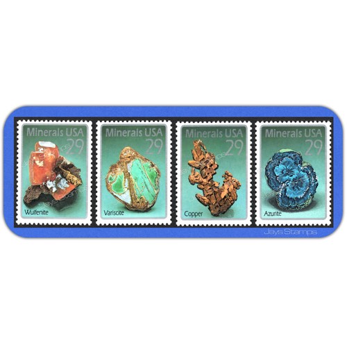 1992 MINERALS Copper Azurite Complete SET of 4 Single MINT Stamps # 2700-2703 - Picture 2 of 2