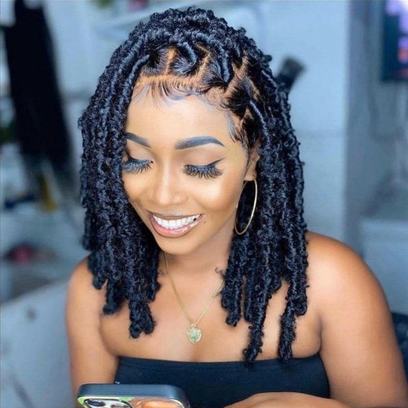 Synthetic Butterfly Locs Pre Looped Crochet Braiding Hair Extensions Black Women | eBay Synthetic Butterfly Locs Pre Looped Crochet Braiding Hair Extensions Black Women | eBay