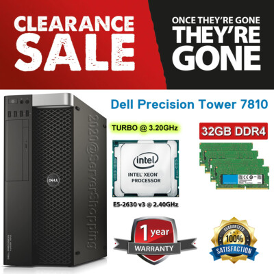 Dell Precision T7810 8-Core E5-2630v3 32GB DDR4 2,40Ghz Turbo 3,20Ghz -2TB FESTPLATTEN