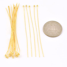 Gold Plated Round Ball 23 AWG Head Pins 76mm Long/ 2mm Ball Size/3 Inches/50Pcs