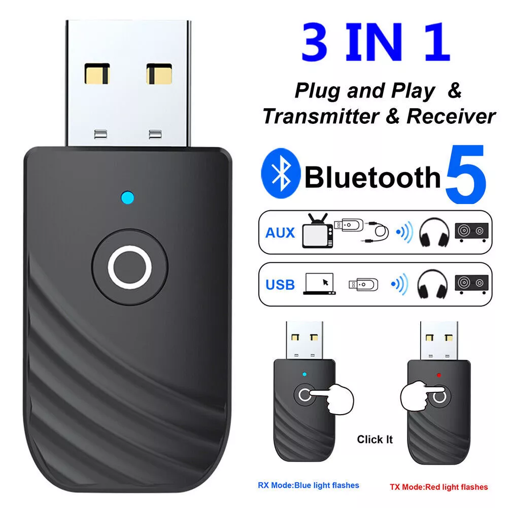 USB Bluetooth 5,0 Empfänger Drahtlose Bluetooth Adapter 3,5mm AUX Jack für  PC Auto Musik AUX Stereo Audio Adapter für TV Kopfhörer