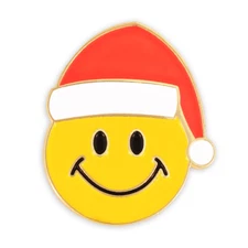 PinMart's Christmas Santa Yellow Smiley Face Holiday Lapel Pin