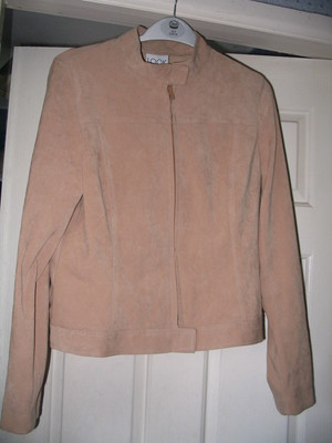 BEIGE DAMEN WILDLEDER JACKE VON LOOK GRÖSSE 10 BRANDNEU UVP £37,00 ATEMBERAUBEND