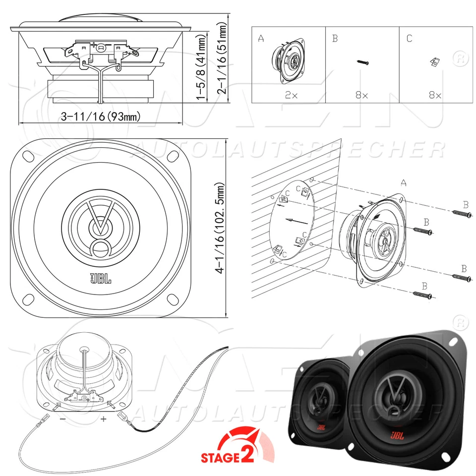 JBL LAUTSPRECHER für OPEL CORSA D 2006-2014 Heck Hinten 2-Wege Koax 150W #A7VD - Bild 3 von 4