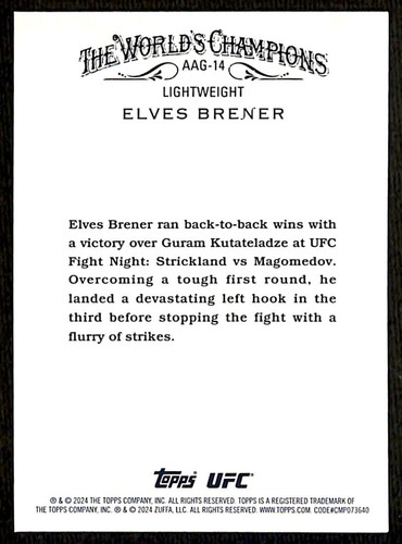 2024 Topps Chrome UFC Allen & Ginter Eleves Brener RC #AAG-14 - Picture 2 of 2