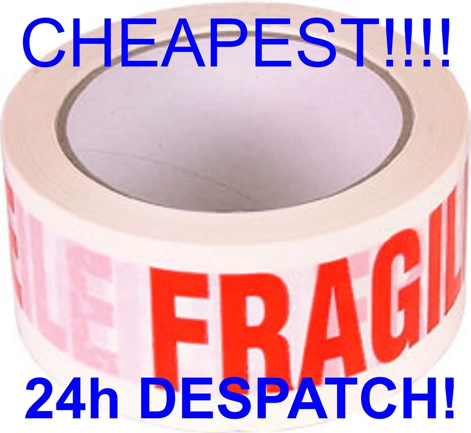 CHEAPEST 6 ROLLS FRAGILE PRINTED PACKAGING PARCEL TAPE 48mm x 66m 50mm