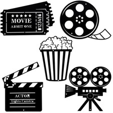 5 Pieces Movie Theater Decor Movie Theater Metal Home Room Decor Cinema and P...