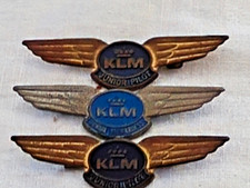 3x KLM Anstecker-2x Junior Pilot 1x Junior Stewardess Airline Niederlande