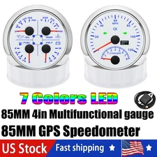 85mm 2 Gauge Set GPS Speedometer 120MPH/Tachometer & 4-in-1 Multifunction US