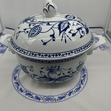 Triptis Zwiebelmuster Porzellan riesengroße Terrine Deckel 23,5x13cm Kasserolle