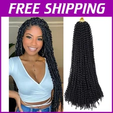 24" Passion Twist Crochet Braids Water Wave Hair 7 Packs