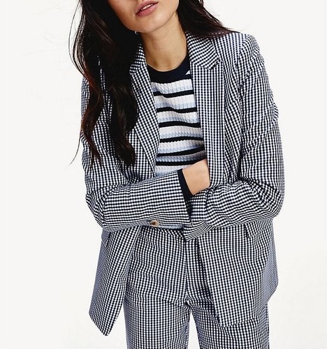 Tommy Hilfiger Navy Gingham Check Blazer Jacket Size 12
