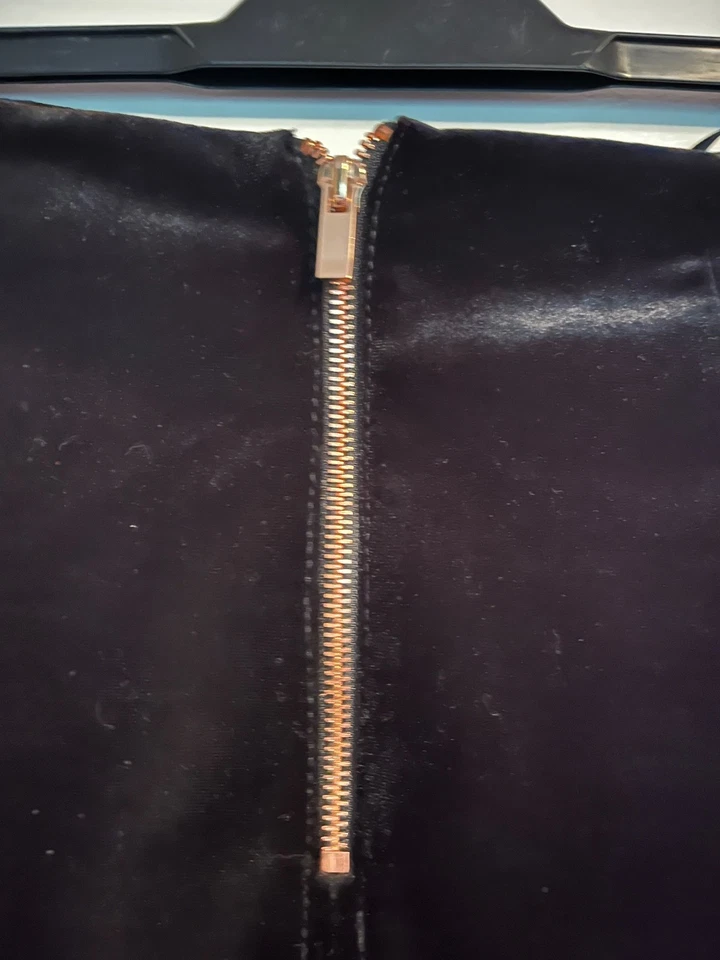 Next Velvet Black Skirt, Gold Zip At Rear SZ 10, Short, Worn Once - Image 3 of 4