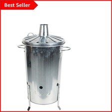 Rustic Galvanised Metal Incinerator Fire Burning Bin - 18 Litre with Locking Lid