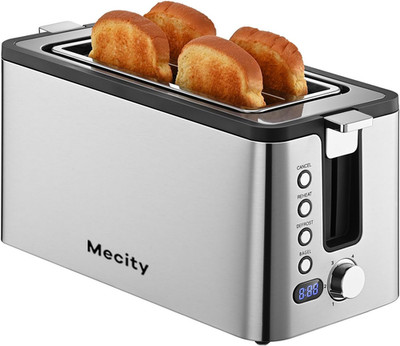 4 Slice Toaster, Long Slot Toaster with Countdown Timer, Bagel/Defrost/Reheat/Ca