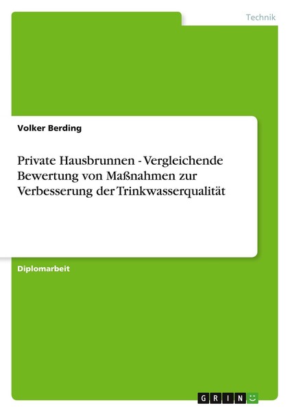 Private Hausbrunnen - Vergleichende Bewertung Von MaßNahmen Zur Verbesserung Der-image