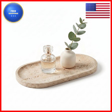 Ykajo Oval Real Marble Tray For Bathroom Kitchen Counter Stone Decorative