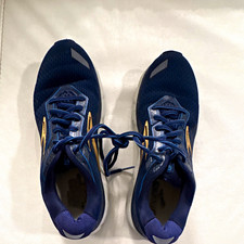 Brooks Men's Ghost Blue/Gold/White Mesh Lace Up Low Top Running Sneaker US 9